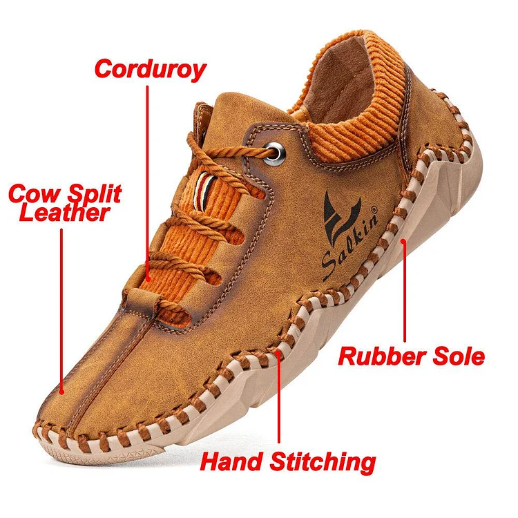 Men Hand Stitching Leather Non Slip Casual Driving Shoes