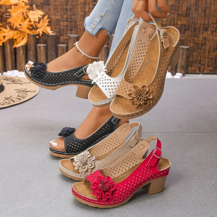 Women's Floral Cutout Slingback Sandals