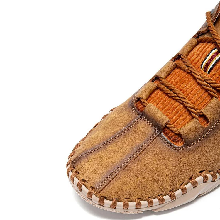 Men Hand Stitching Leather Non Slip Casual Driving Shoes