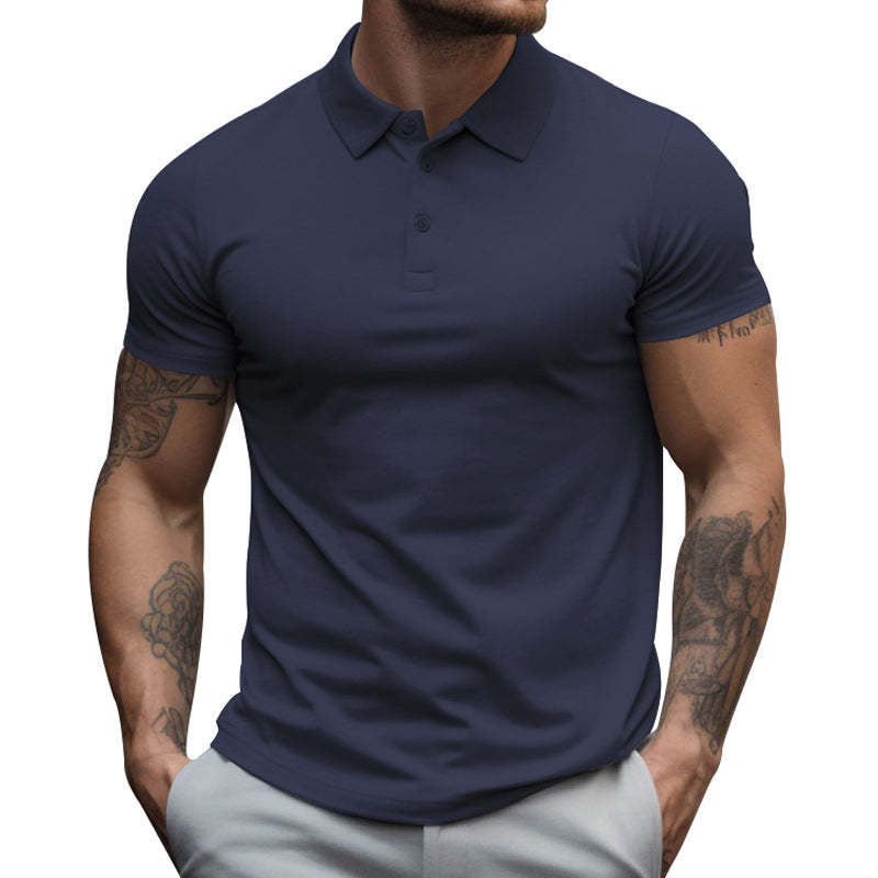 Men's Solid Slim Lapel Short Sleeve Casual Shirt