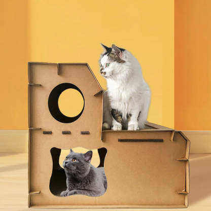 Double Decker Cardboard Cat House Scratcher-gladdween