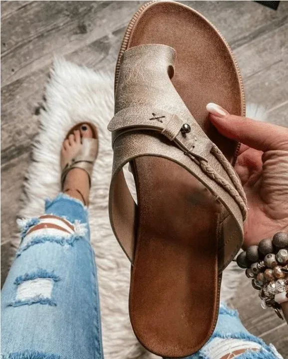 Leather Orthopedic Sandals Flip Flop Beach Summer Anti-slip