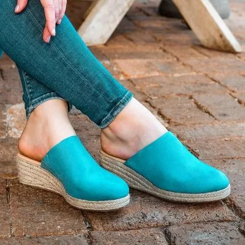 Wedge Mules Espadrilles Wedge Slide Sandals