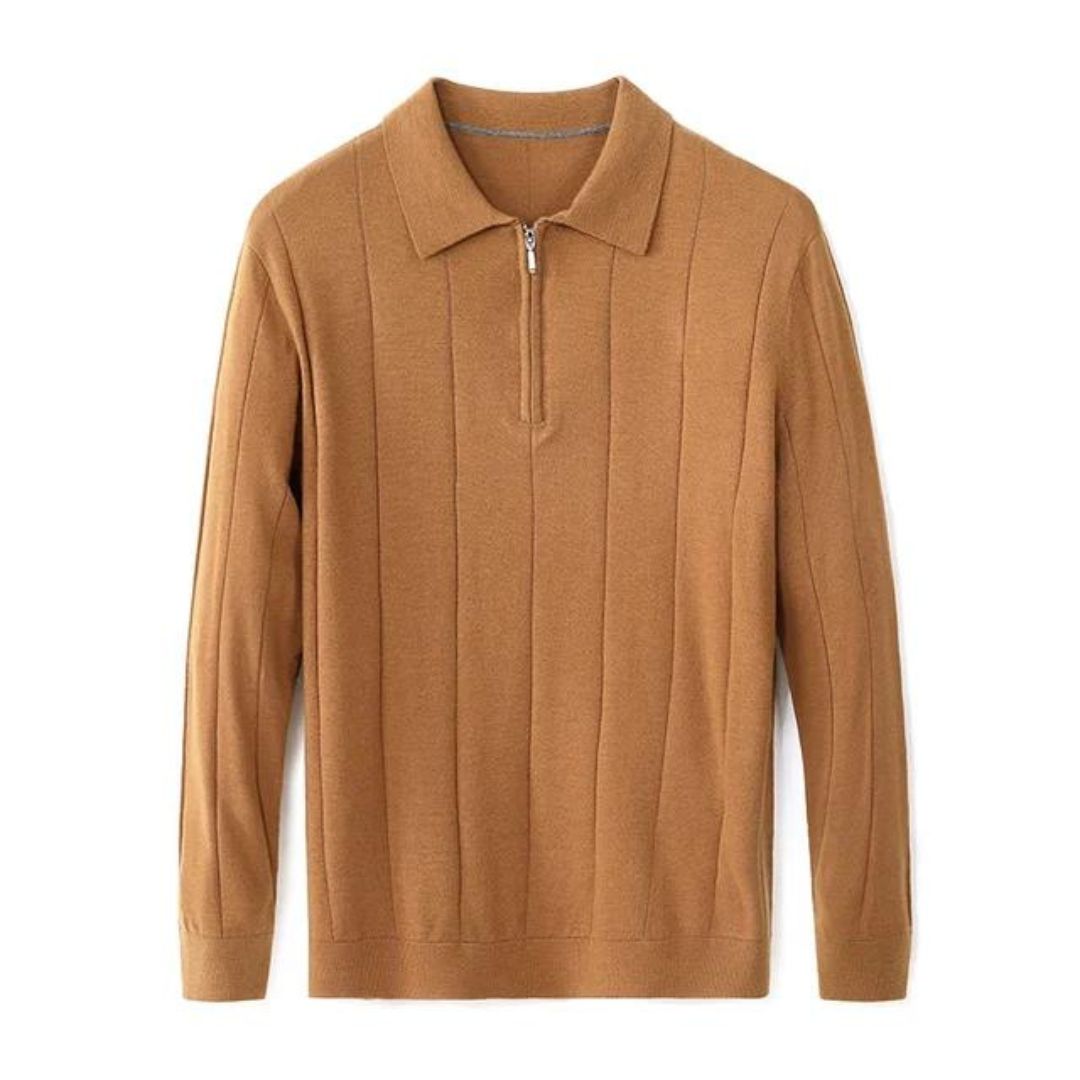 Fall/Winter Men's Cashmere Knit Lapel Long Sleeve with Zipper