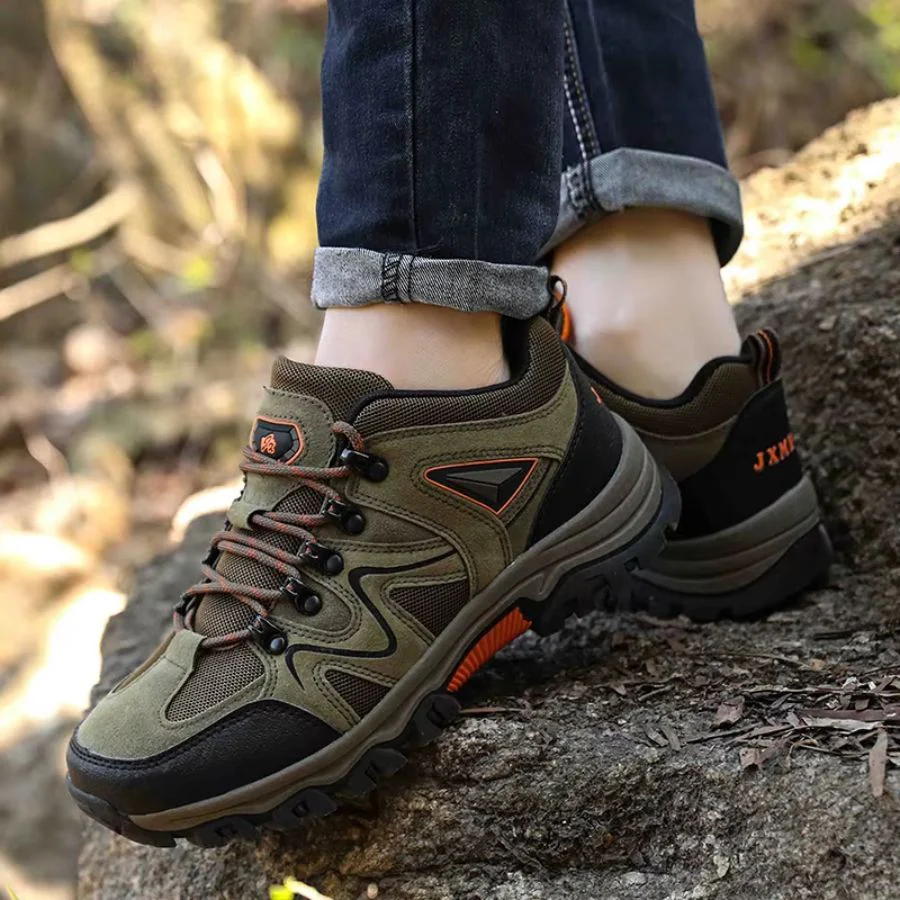 Orthopedic Hiking Shoes for Men Waterproof Suede Leather with Arch Support