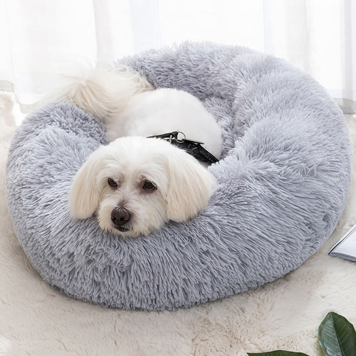 Calming Fluffy Cat Bed, Comfy Plush Pet Bed