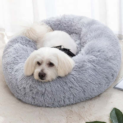 Calming Fluffy Cat Bed, Comfy Plush Pet Bed