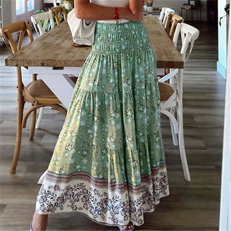 Clothing Printed skirt Casual skirt with high waist Long skirt 