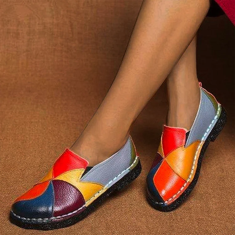 Women Loafers Patches Stitching Flat Shoes Woman Summer Flats Soft Candy Colors Genuine Leather Moccasins Loafers