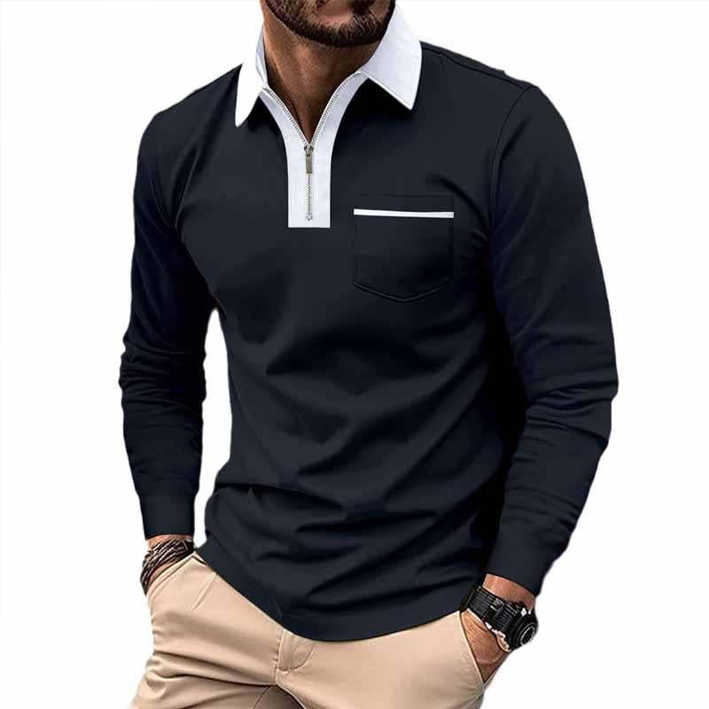 Men's Color Block Pocket Long Sleeve Shirt