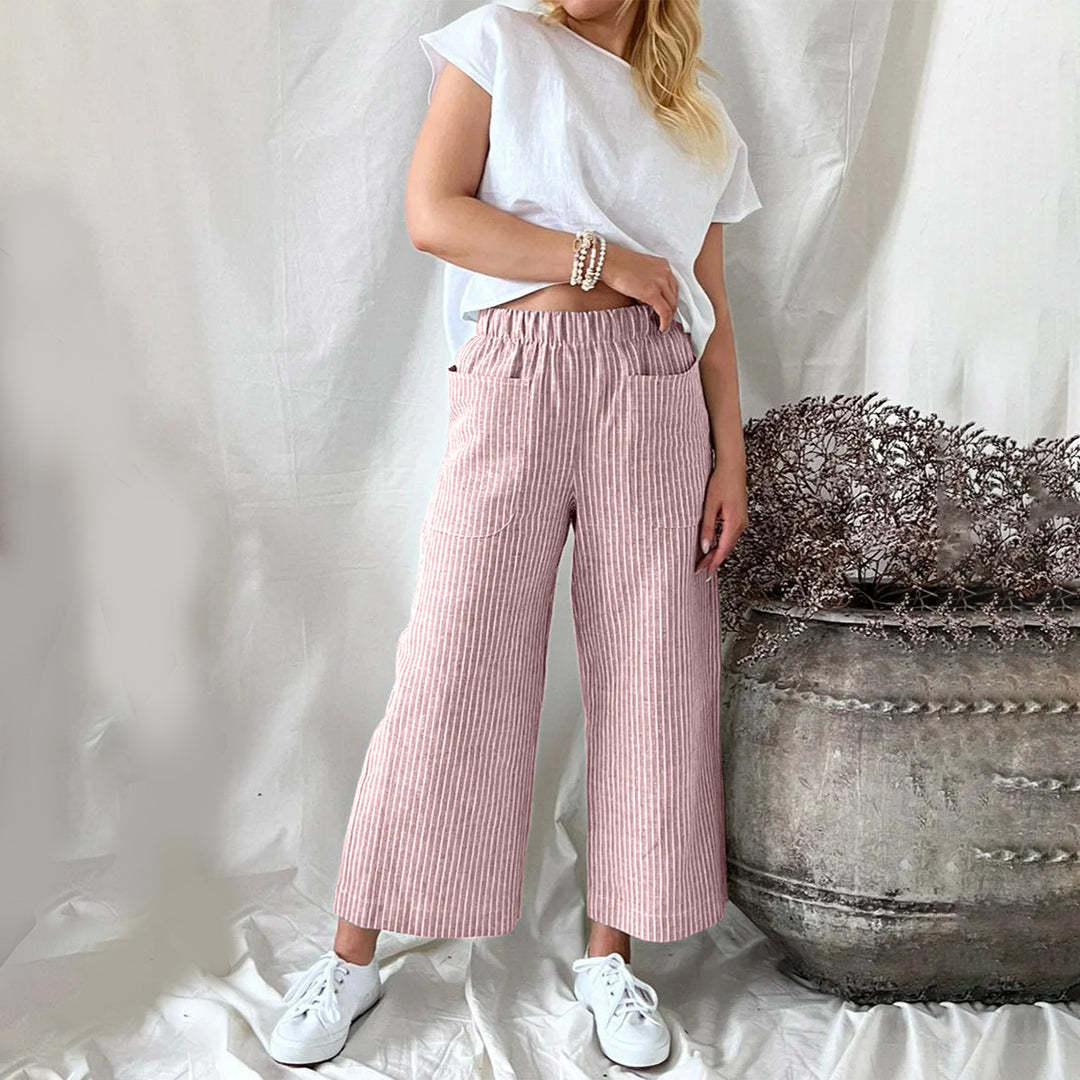Eira - Casual Striped Trousers - Chic - Cotton - Everyday Wear