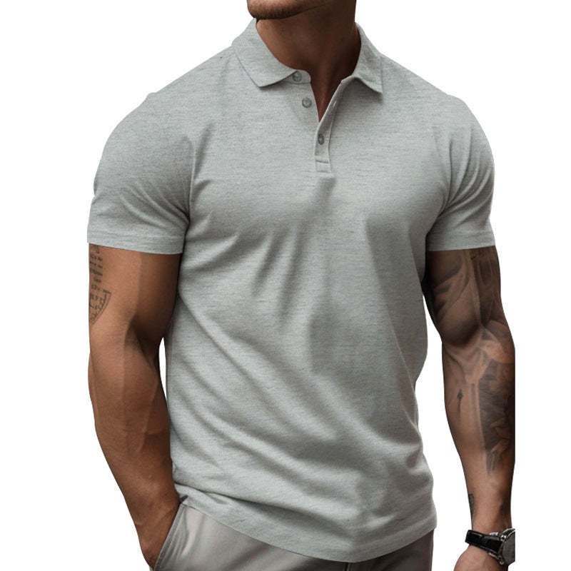 Men's Solid Slim Lapel Short Sleeve Casual Shirt