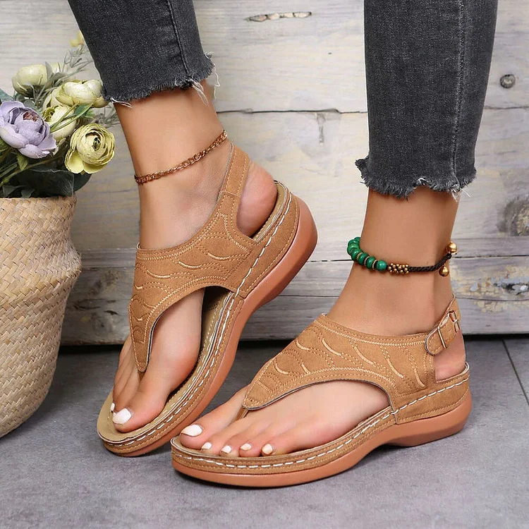 Leather Orthopedic Arch Support Sandals Diabetic Walking Sandals