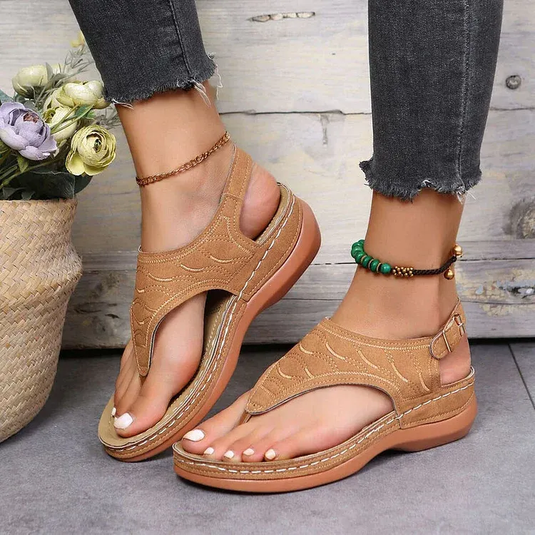 Leather Orthopedic Arch Support Sandals Diabetic Walking Sandals