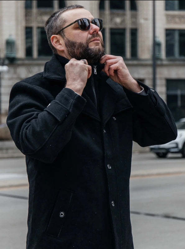 Autumn and Winter Double Collar Wool Overcoat