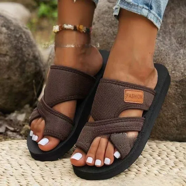 Women's Breathable Mesh Peep Toe Thong Slide Sandals