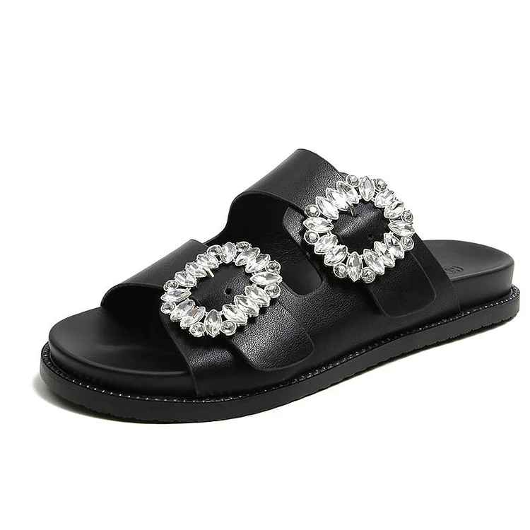 Buckle Rhinestone Beach Sandals