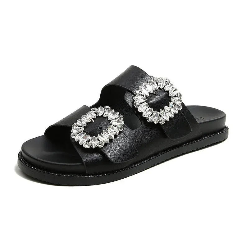 Buckle Rhinestone Beach Sandals