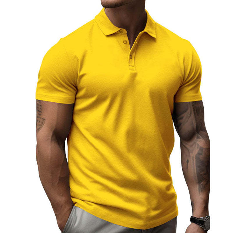 Men's Solid Slim Lapel Short Sleeve Casual Shirt