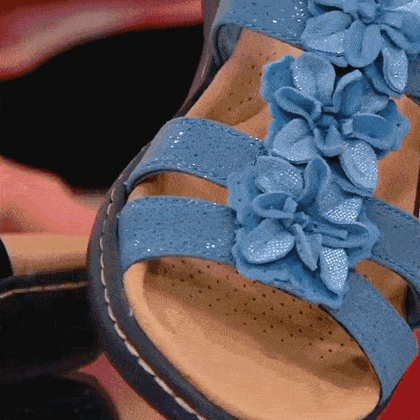 Leather Orthopedic Sandals For Women Soft Unique Flower Detail