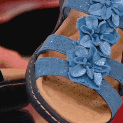 Leather Orthopedic Sandals For Women Soft Unique Flower Detail