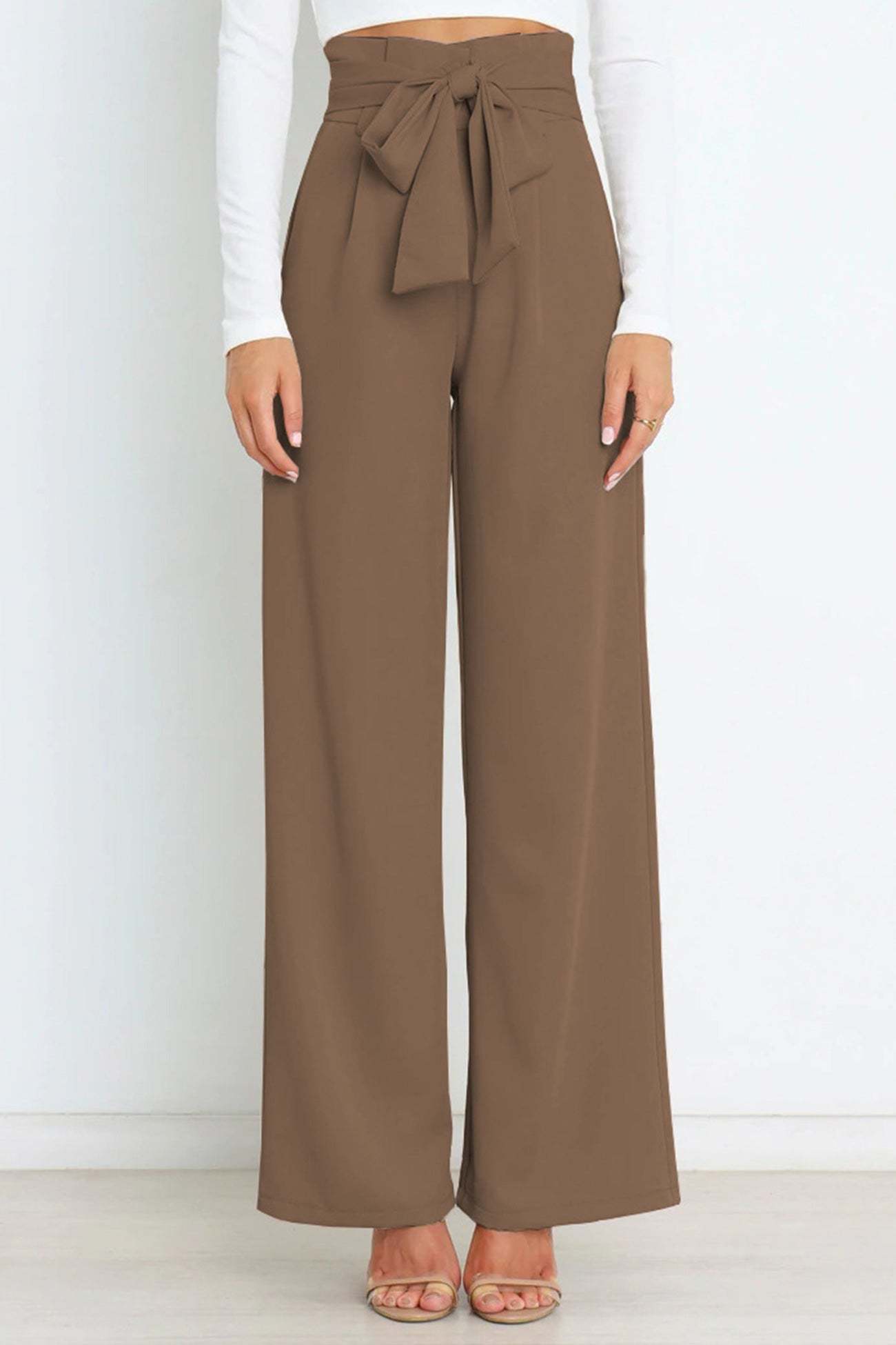 Maricel - casual tie-front loose straight long pants