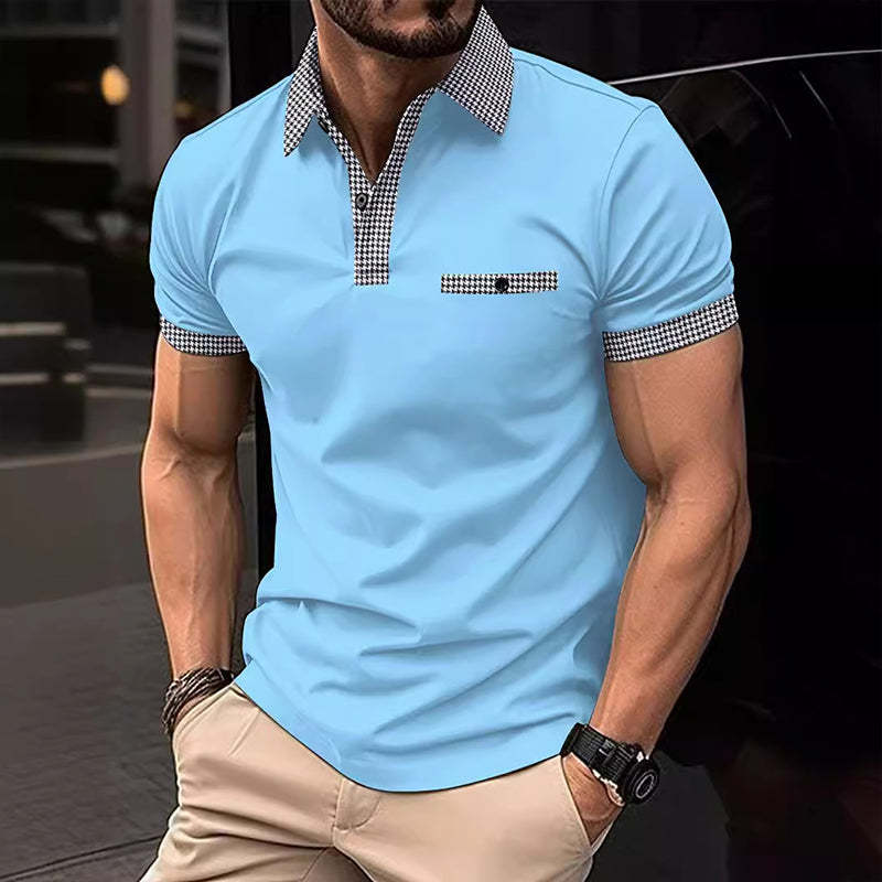 Men's Button Down Colorblock Sports Short Sleeve Shirt