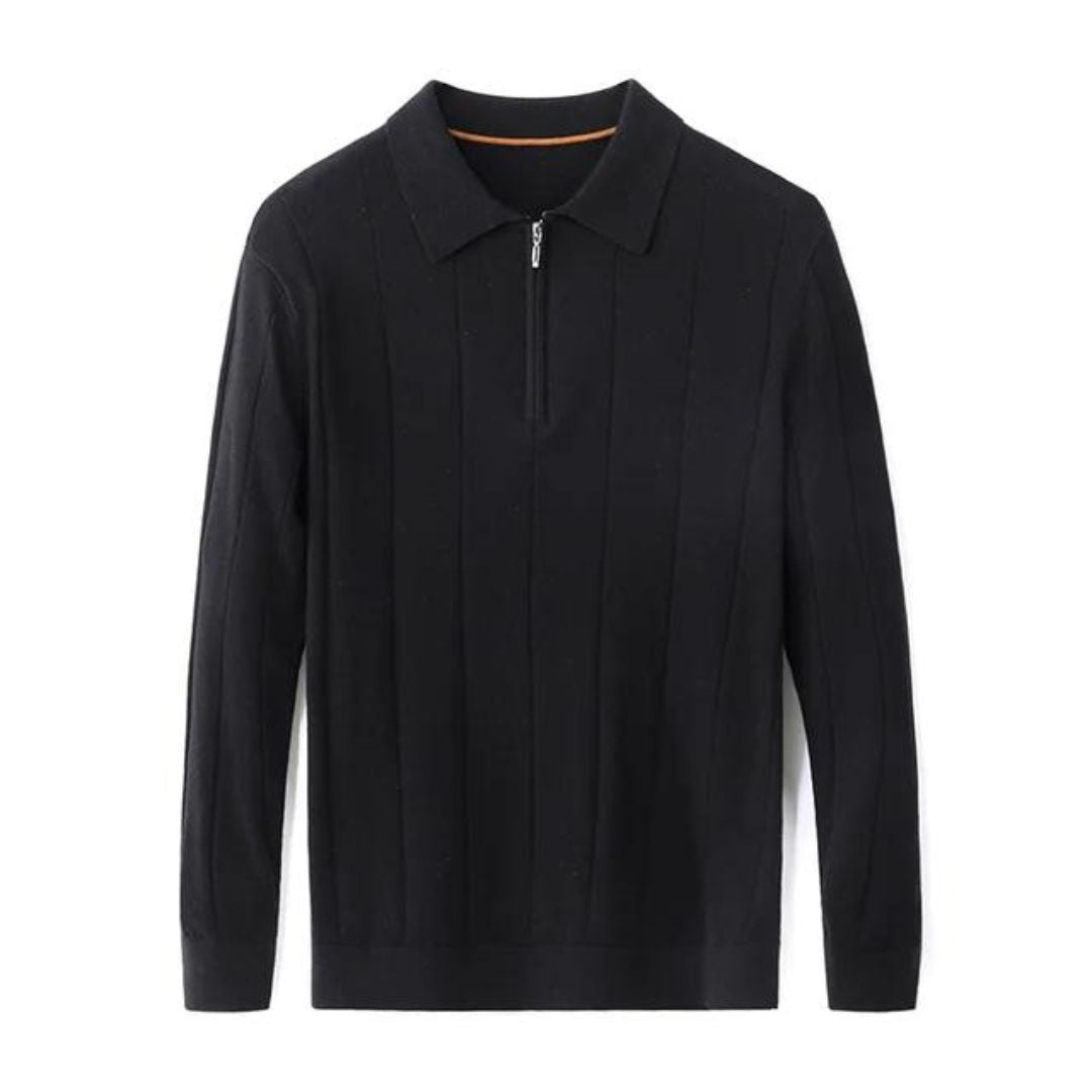 Fall/Winter Men's Cashmere Knit Lapel Long Sleeve with Zipper