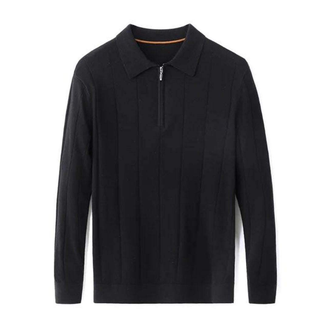 Fall/Winter Men's Cashmere Knit Lapel Long Sleeve with Zipper