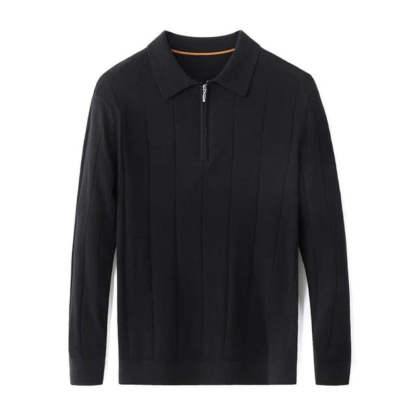 Fall/Winter Men's Cashmere Knit Lapel Long Sleeve with Zipper