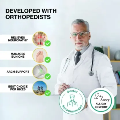 Orthopedic Hiking Shoes for Men Waterproof Suede Leather with Arch Support