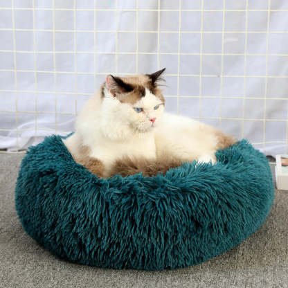 Calming Fluffy Cat Bed, Comfy Plush Pet Bed