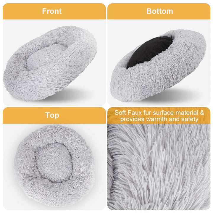 Calming Fluffy Cat Bed, Comfy Plush Pet Bed
