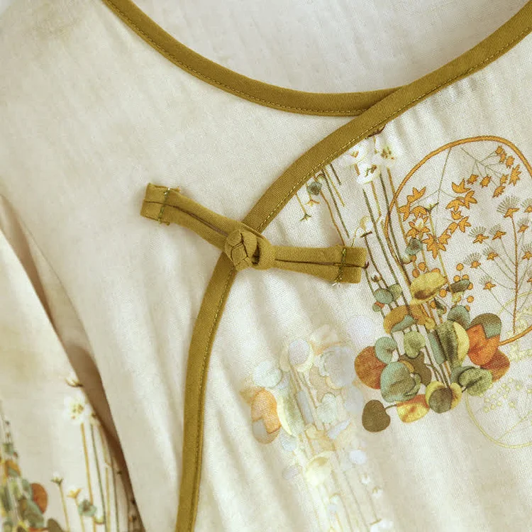 Retro Floral Bamboo Fiber Pajama Set