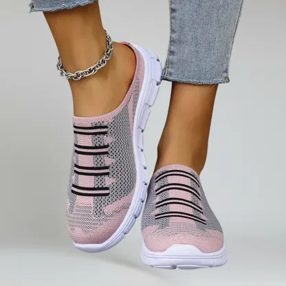 Women’s Slip-On Walking Mules with Breathable Air Mesh and Platform Rubber Outsole