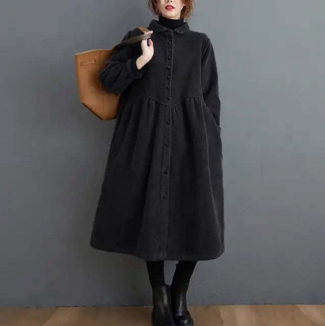 Oversized Corduroy Button Fleece Lined Coat 