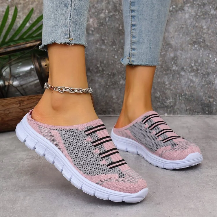 Women’s Slip-On Walking Mules with Breathable Air Mesh and Platform Rubber Outsole