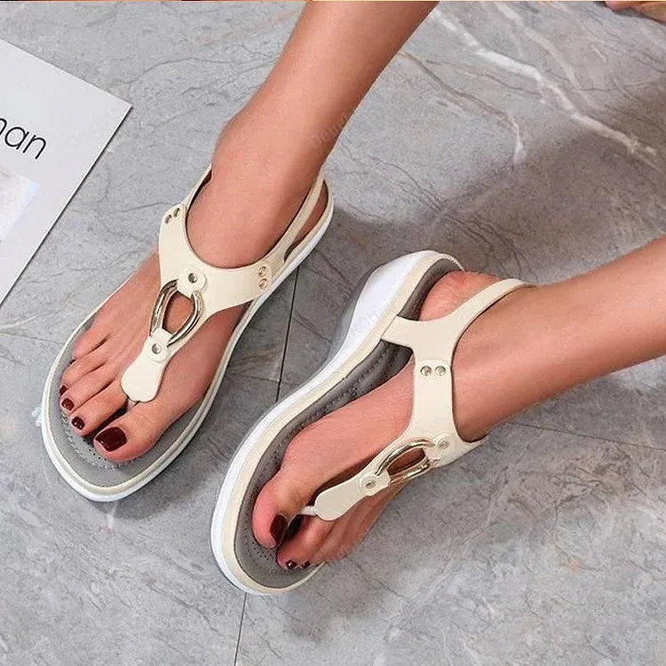 Summer Beach Solid Color Flip Flops For Women Clip Toe Ladies Shoes