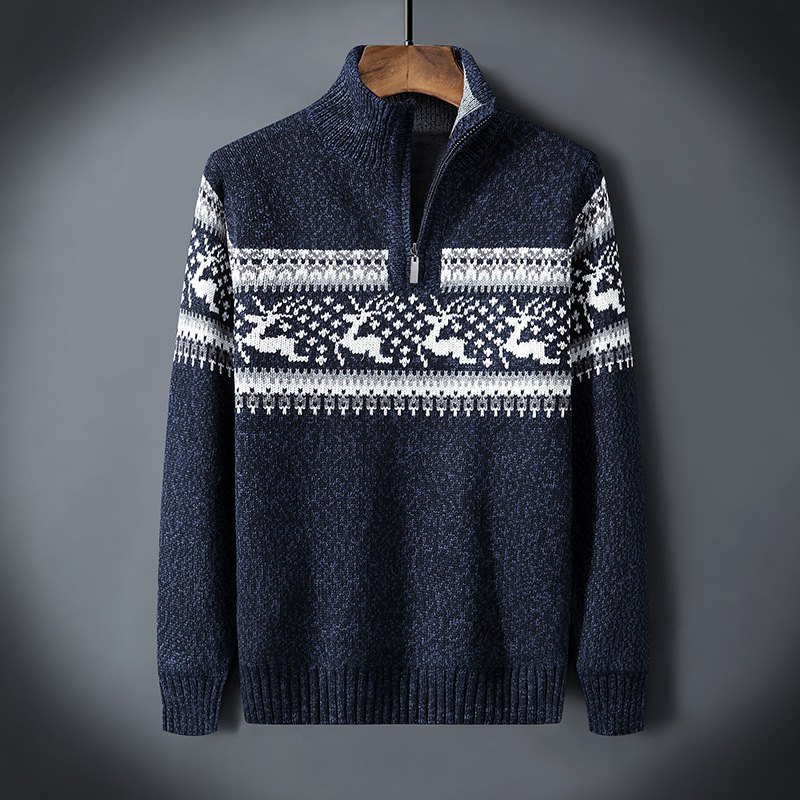 Christmas designed high collar jumper for men