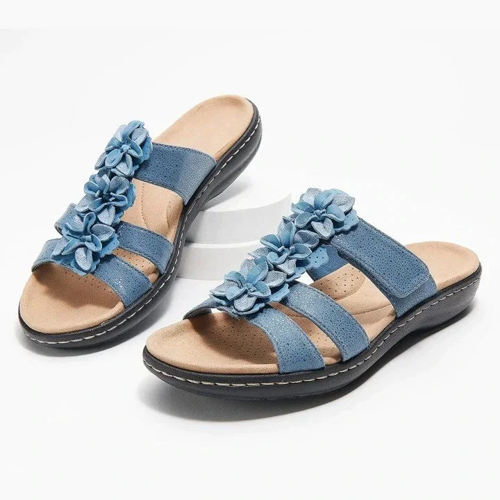 Leather Orthopedic Sandals For Women Soft Unique Flower Detail