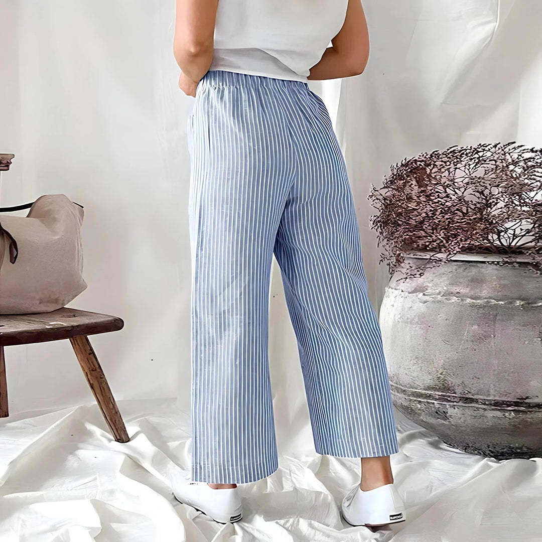 Eira - Casual Striped Trousers - Chic - Cotton - Everyday Wear