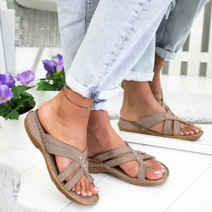 Women Casual Comfy Toe Ring Criss-Cross Sandals Shoes
