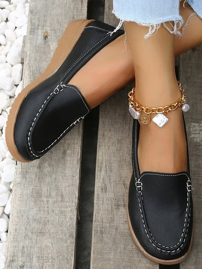 Plain Color Casual Loafers Flats