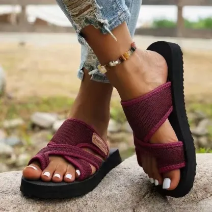 Women's Breathable Mesh Peep Toe Thong Slide Sandals