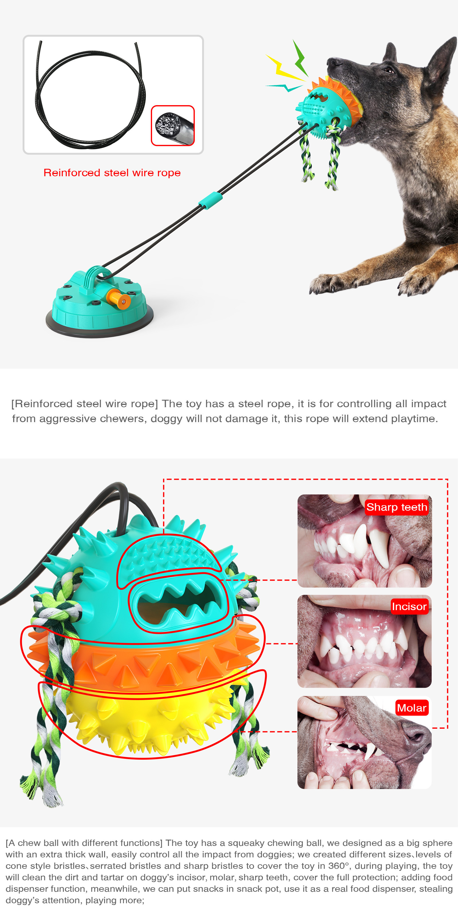 Indestructible Dog Chew Toy Suction Cup Dog Toy