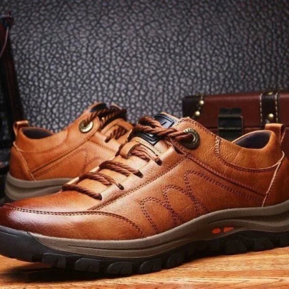 Men's Orthopedic Leather Shoes Waterproof Posture Support