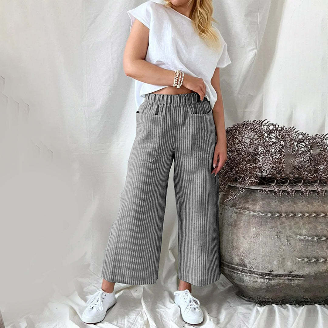 Eira - Casual Striped Trousers - Chic - Cotton - Everyday Wear