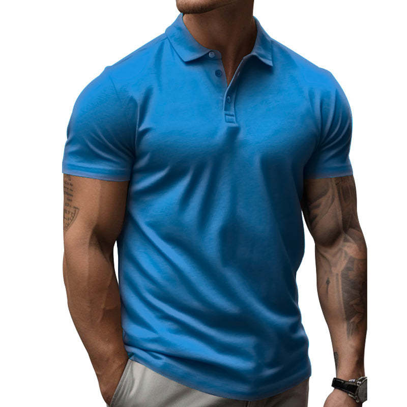 Men's Solid Slim Lapel Short Sleeve Casual Shirt