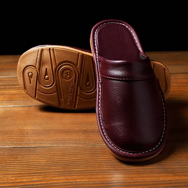 Leather Flat Men Slippers Light Odorless Leisure Shoes
