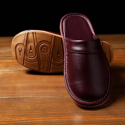 Leather Flat Men Slippers Light Odorless Leisure Shoes